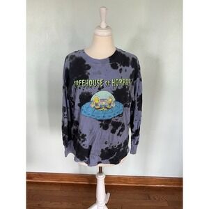 The Simpsons Treehouse Of Horror Purple Tie‎ Dye Sweater Sz Sm Graphic Y2K Comic